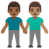 👨🏾‍🤝‍👨🏽 men holding hands: medium-dark skin tone, medium skin tone display on Google